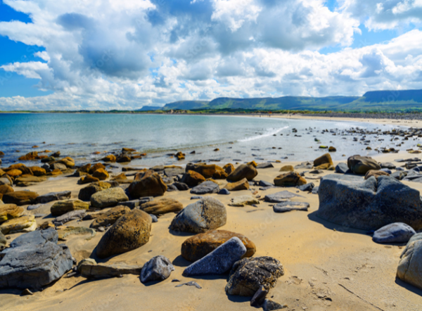 Beautiful sunny Irish coast, Wild Atlantic Way holiday homes in County Sligo, Ireland.